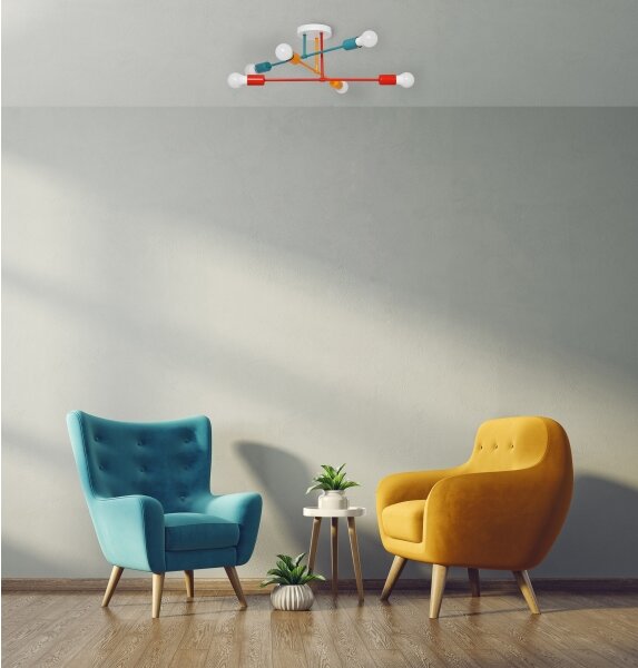 Lustră aplicată CAMBRIDGE 6xE27/20W/230V albastră/roșie/portocalie