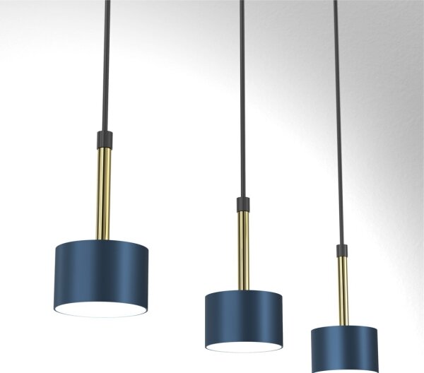 Lustră pe cablu ARENA 3xGX53/11W/230V albastră/aurie