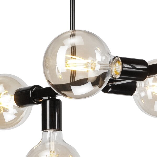 Lustră pe tijă ASTRID 6xE27/60W/230V neagră
