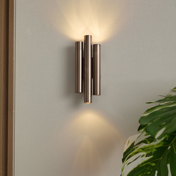 Moderne wandlamp donker brons 3-lichts - Pipes
