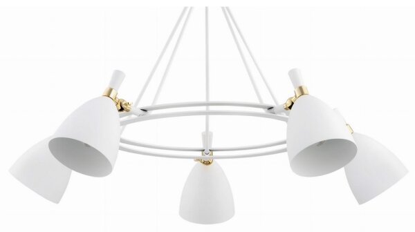 Lustră pe tijă CHARLOTTE 5xE27/15W/230V albă/aurie Argon 2117