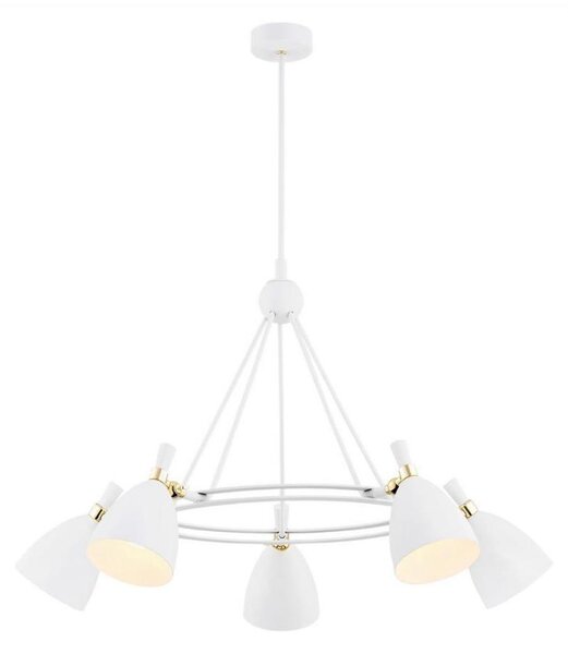 Lustră pe tijă CHARLOTTE 5xE27/15W/230V albă/aurie Argon 2117