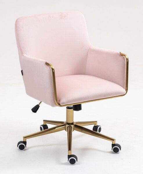HR4318K Scaun Roz Pudra Catifea cu Bază Aurie