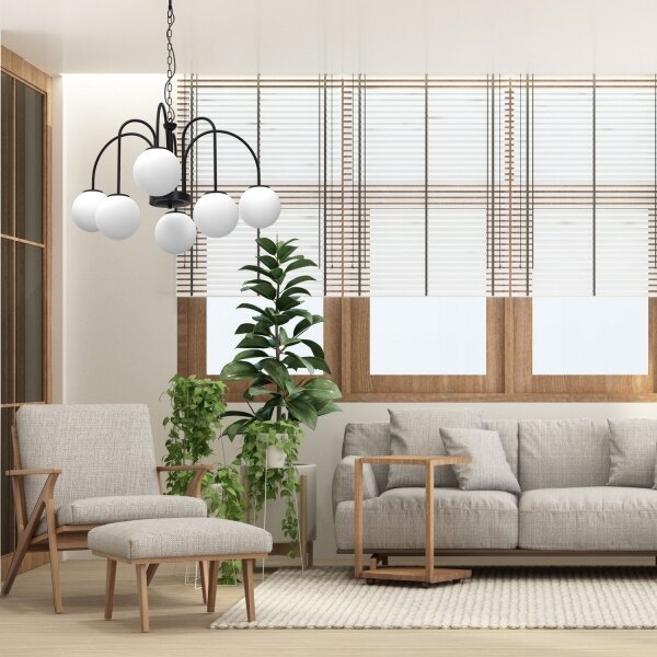Lustră pe lanț CAMBRIDGE 6xE14/60W/230V neagră
