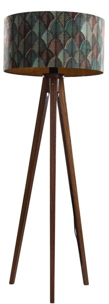 Lampă de podea din lemn de nuc cu abajur din catifea cu design frunze 50cm - Tripod Classic