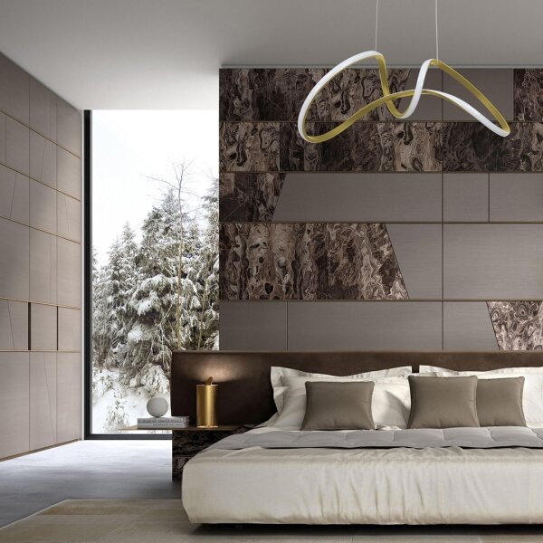 Lustră LED pe cablu TESORO LED/48W/230V aurie