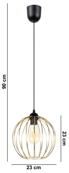 Lustră pe cablu MATT 1xE27/60W/230V neagră/aurie