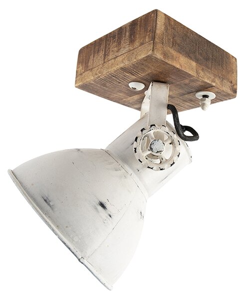Spotlight industrial alb cu lemn de mango 18 cm - Mangoes