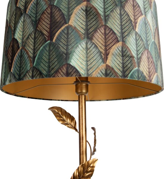 Lampă de podea aurie cu abajur cu design de frunze și interior auriu 50cm - Linden