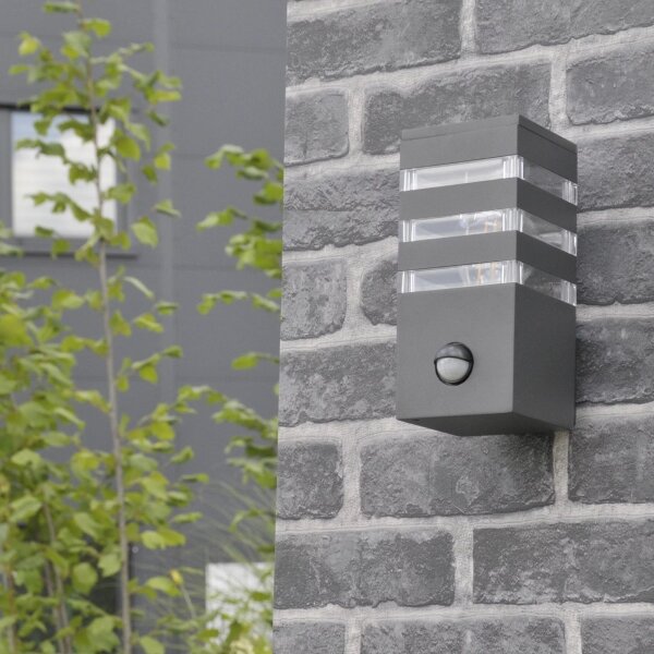 Aplica de perete exterior TEKSAS 1xE27/12W/230V IP44 antracit cu senzor