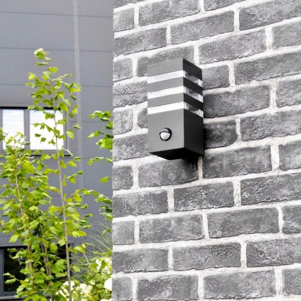 Aplica de perete exterior TEKSAS 1xE27/12W/230V IP44 antracit cu senzor