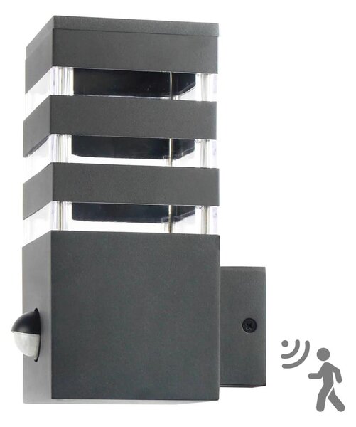 Aplica de perete exterior TEKSAS 1xE27/12W/230V IP44 antracit cu senzor