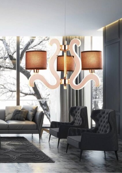Lustră LED pe cablu AMBROSIA 3xE14/40W/230V + LED/18,4W cupru