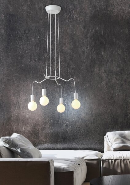 Lustră pe cablu BASSO 4xE27/40W/230V albă