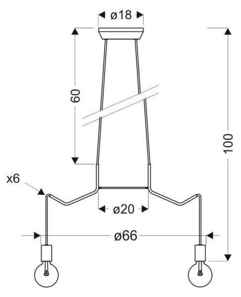 Lustră pe cablu BASSO 6xE27/40W/230V neagră