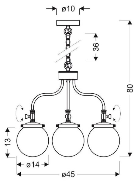Lustră pe lanț BALLET 3xE27/40W/230V crom mat