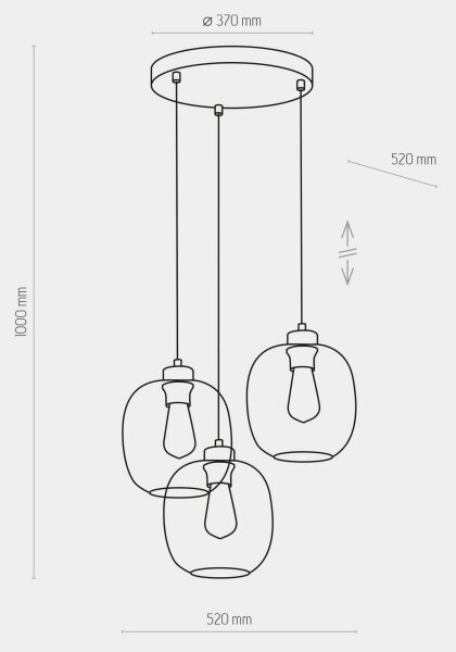 Candelabru pe cablu ELIO 3xE27/15W/230V