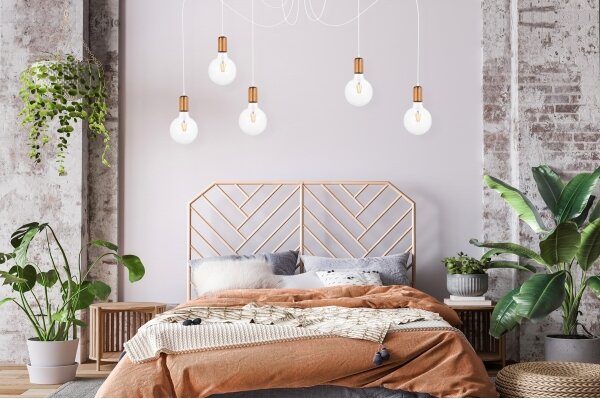 Lustră pe cablu MIROS 5xE27/60W/230V albă/cupru