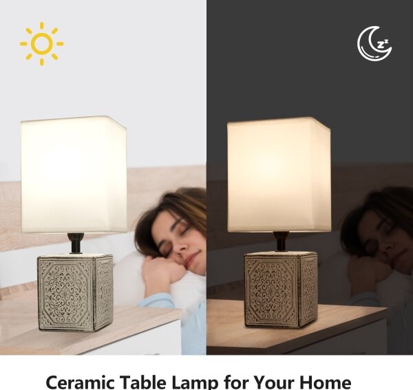 Lampă de masă 1xE14/40W/230V gri/albă Aigostar