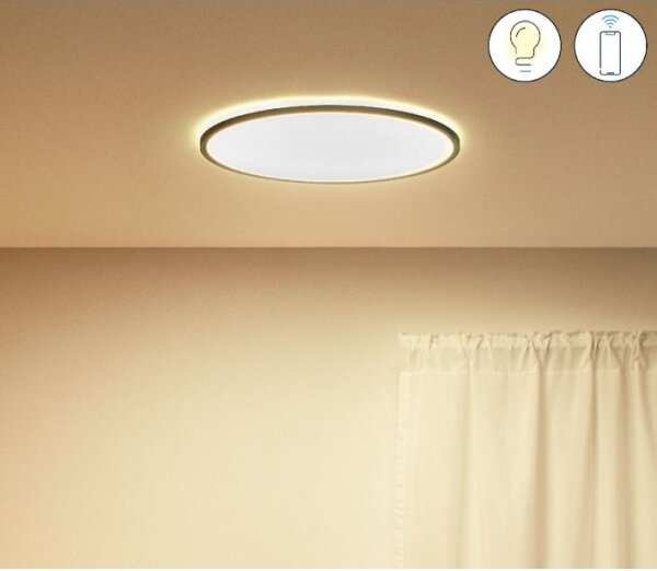 Plafonieră LED RGBW dimabilă SUPERSLIM LED/22W/230V Wi-Fi neagră WiZ