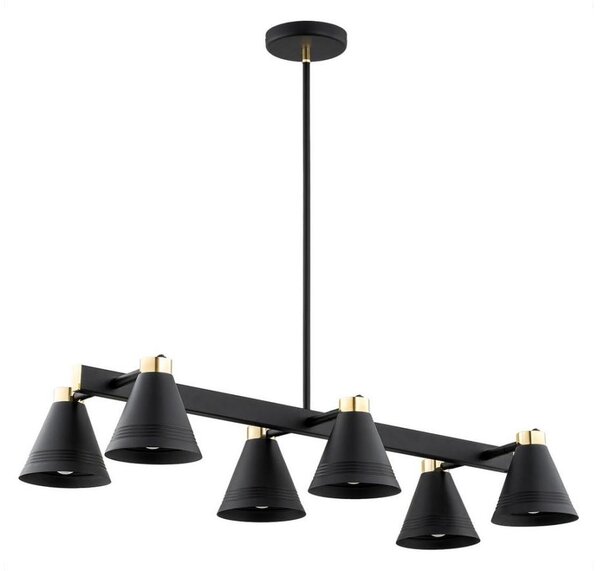 Lustră pe tijă AVALONE 6xE27/15W/230V neagră/aurie Argon 2552