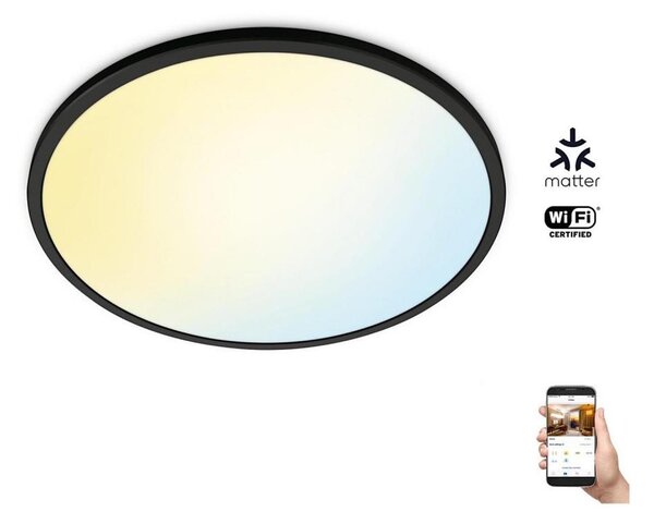 Plafonieră LED RGBW dimabilă SUPERSLIM LED/22W/230V Wi-Fi neagră WiZ