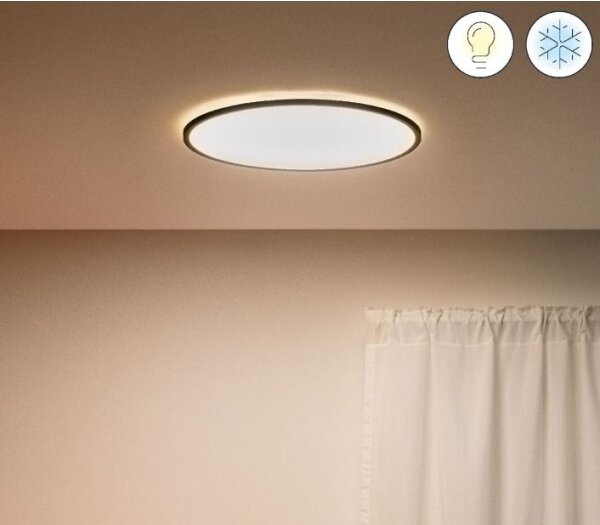 Plafonieră LED RGBW dimabilă SUPERSLIM LED/22W/230V Wi-Fi neagră WiZ