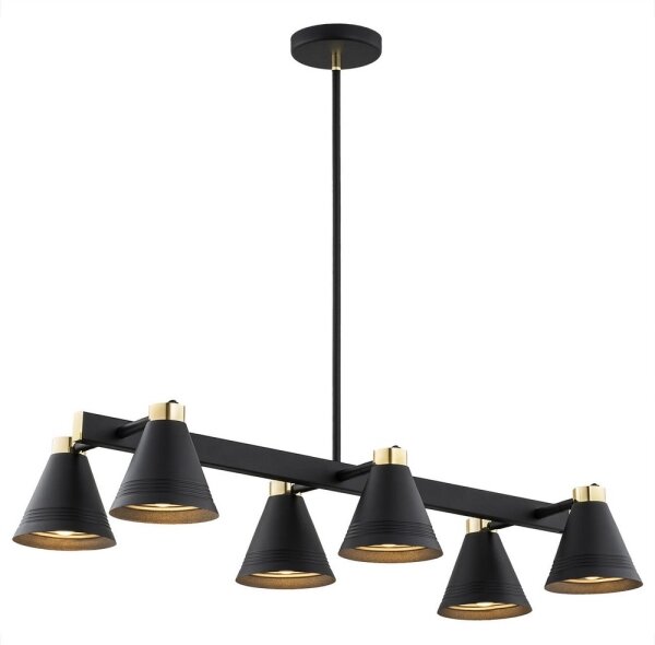 Lustră pe tijă AVALONE 6xE27/15W/230V neagră/aurie Argon 2552