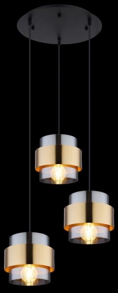 Lustră pe cablu MILEY 3xE27/60W/230V neagră/alamă Globo 15560-3H