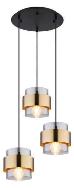 Lustră pe cablu MILEY 3xE27/60W/230V neagră/alamă Globo 15560-3H