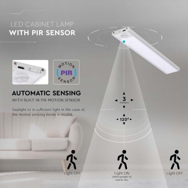 LED lampă sub dulap cu senzor LED/1,5W/5V 1500 mAh 3000K