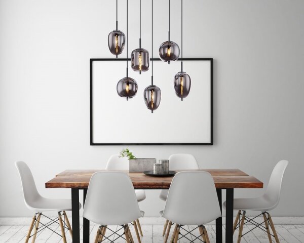 Lustră pe cablu BLACKY 6xE14/40W/230V neagră Globo 15345-6