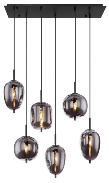 Lustră pe cablu BLACKY 6xE14/40W/230V neagră Globo 15345-6