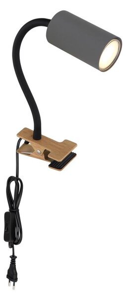 Lampă flexibilă cu clemă ROBBY 1xGU10/25W/230V neagră/maro Globo 57911KG