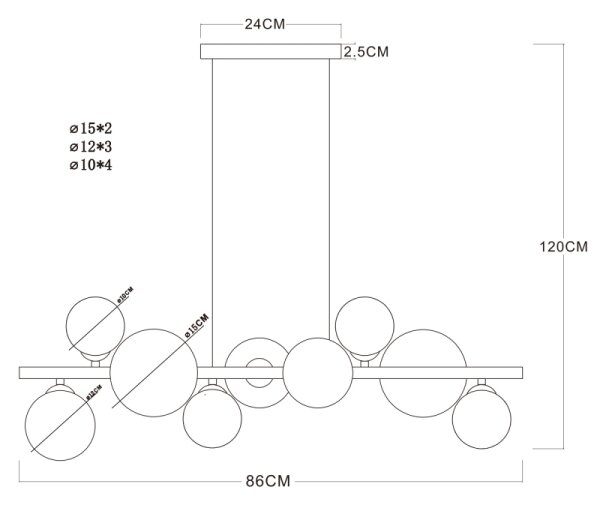 Lustră LED pe tijă RIHA 9xG9/3W/230V alamă Globo 56135-9H