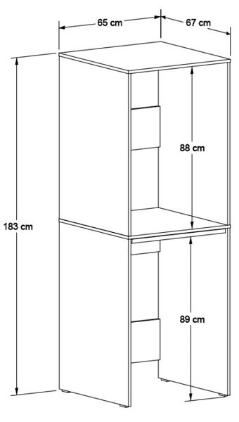 Dulap Baie Adore pentru Masina de Spalat si Uscator cu Blat Glisant, Alb, 65x182x67 cm