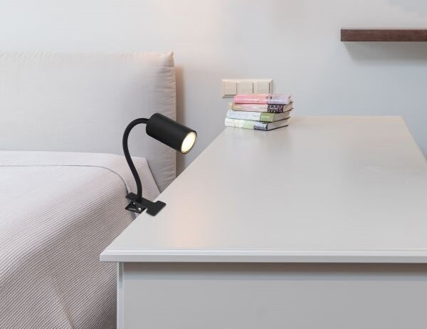 Lampă flexibilă cu clemă ROBBY 1xGU10/25W/230V neagră Globo 57911KB