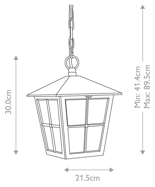Lustră pe lanț de exterior CANTERBURY 1xE27/100W/230V IP43 neagră Elstead