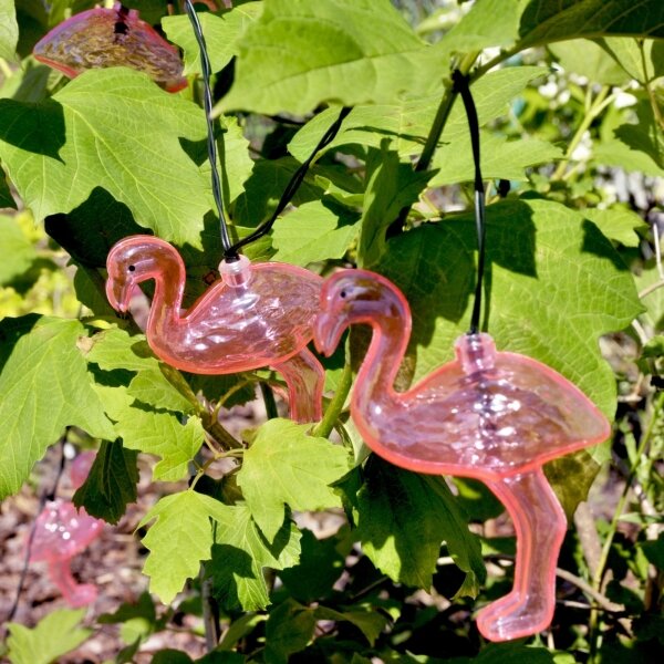 Lanț LED solar decorativ 10xLED/1,2V 300 mAh 3,8 m IP44 flamingo