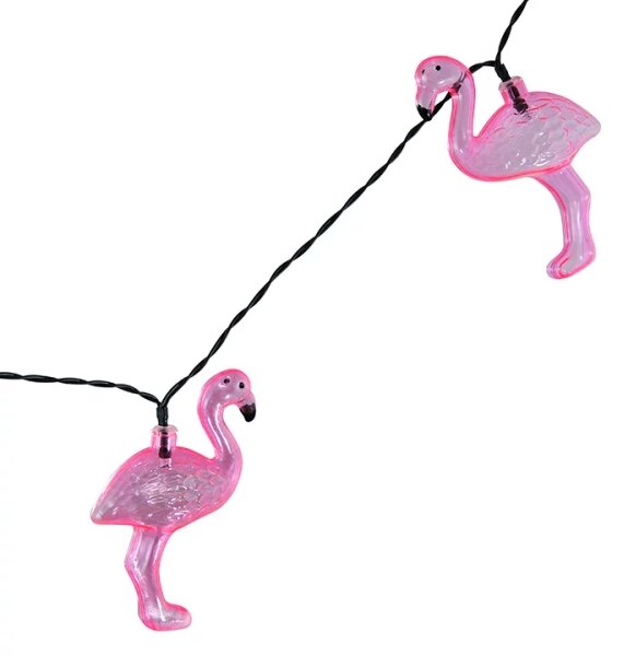Lanț LED solar decorativ 10xLED/1,2V 300 mAh 3,8 m IP44 flamingo
