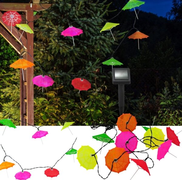 Șir solar LED 10xLED/1,2V 300mAh 3,8m IP44 pentru umbrele