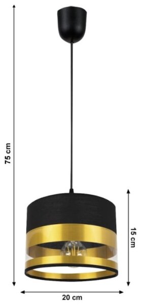 Lustră pe cablu MILO 1xE27/60W/230V aurie/neagră