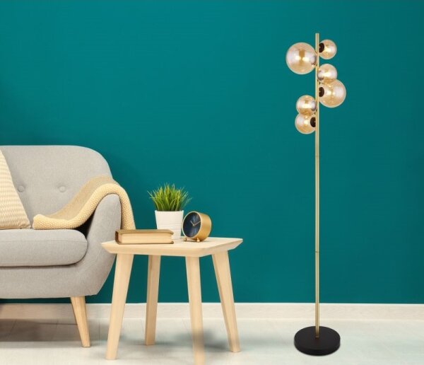 Lampadar LED RIHA 6xG9/3W/230V alamă Globo 56135-6S