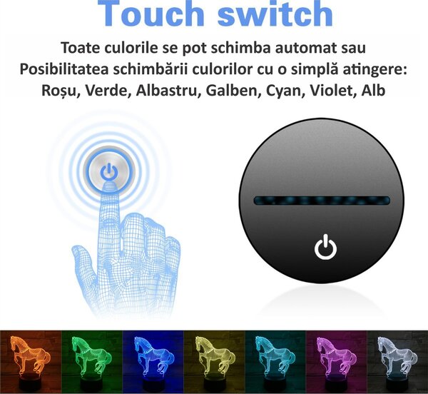 Lampa de veghe 3D, LED 7 culori, lumina ambientala - Cal