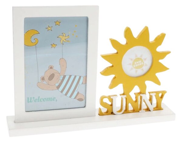 Ramă foto pentru copii, SUNNY, colaj pentru 2 poze, culoare galben