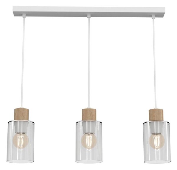 Lustră pe cablu MADERA 3xE27/60W/230V albă/lemn