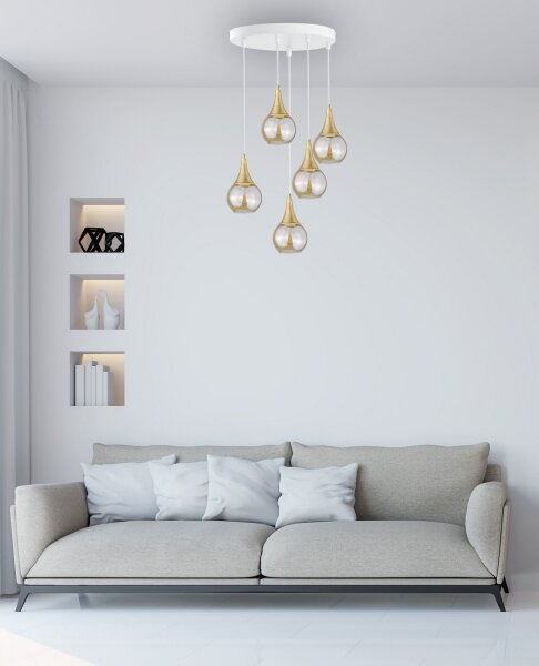 Lustră pe cablu LACRIMA WHITE 5xE27/60W/230V d. 45 cm