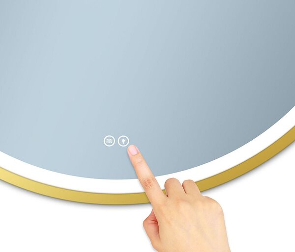 Venti Orion Gold oglindă 80x80 cm rotund cu iluminare cu covoraș de încălzire auriu 5905951180311