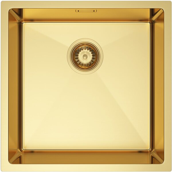 Ruvetti Stelio chiuveta din oțel cu sifon 44x44 cm auriu 5001S_PVD_GOLD50_P