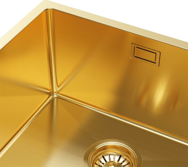 Ruvetti Stelio chiuveta din oțel cu sifon 44x44 cm auriu 5001S_PVD_GOLD50_P